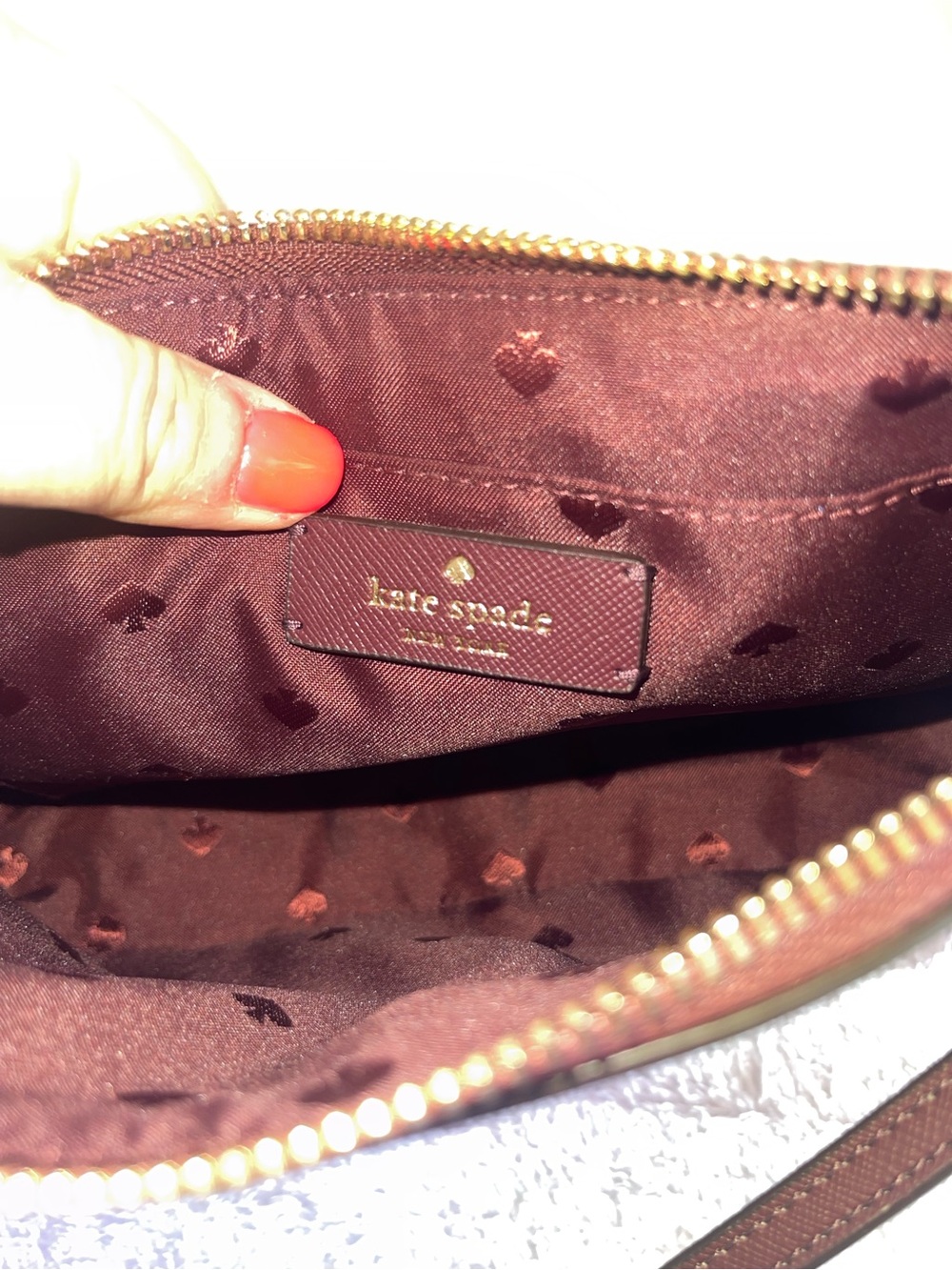 kate spade plum crossbody with pink-purple glitter trim excellent condition - Picture 9 of 9